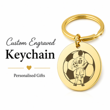 Football Boy Keychain, Custom Photo Sketch Gift