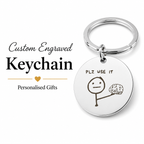 Photo Sketch Keychain, Double-Sided Engraved Gift