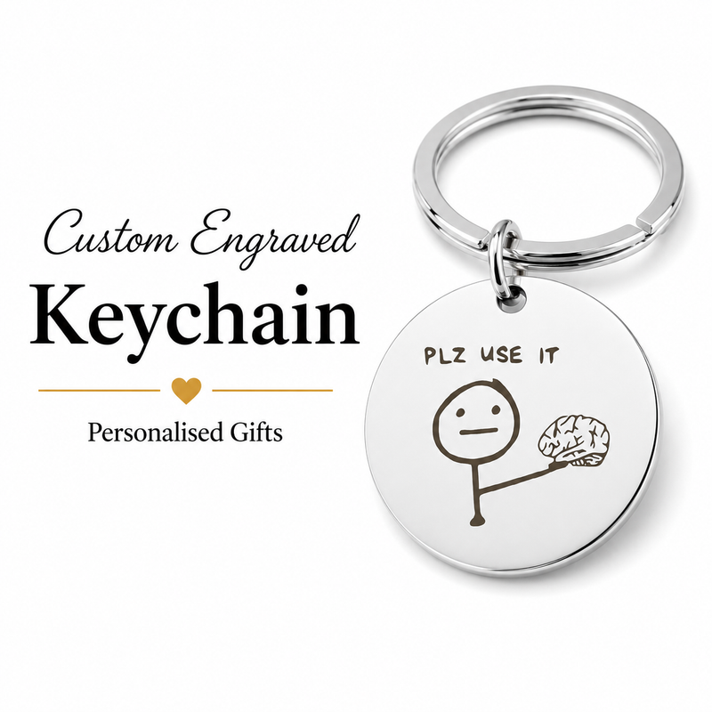 Photo Sketch Keychain, Double-Sided Engraved Gift