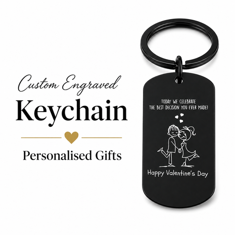 Valentine’s Day Photo Keychain, Custom Engraved Keyring