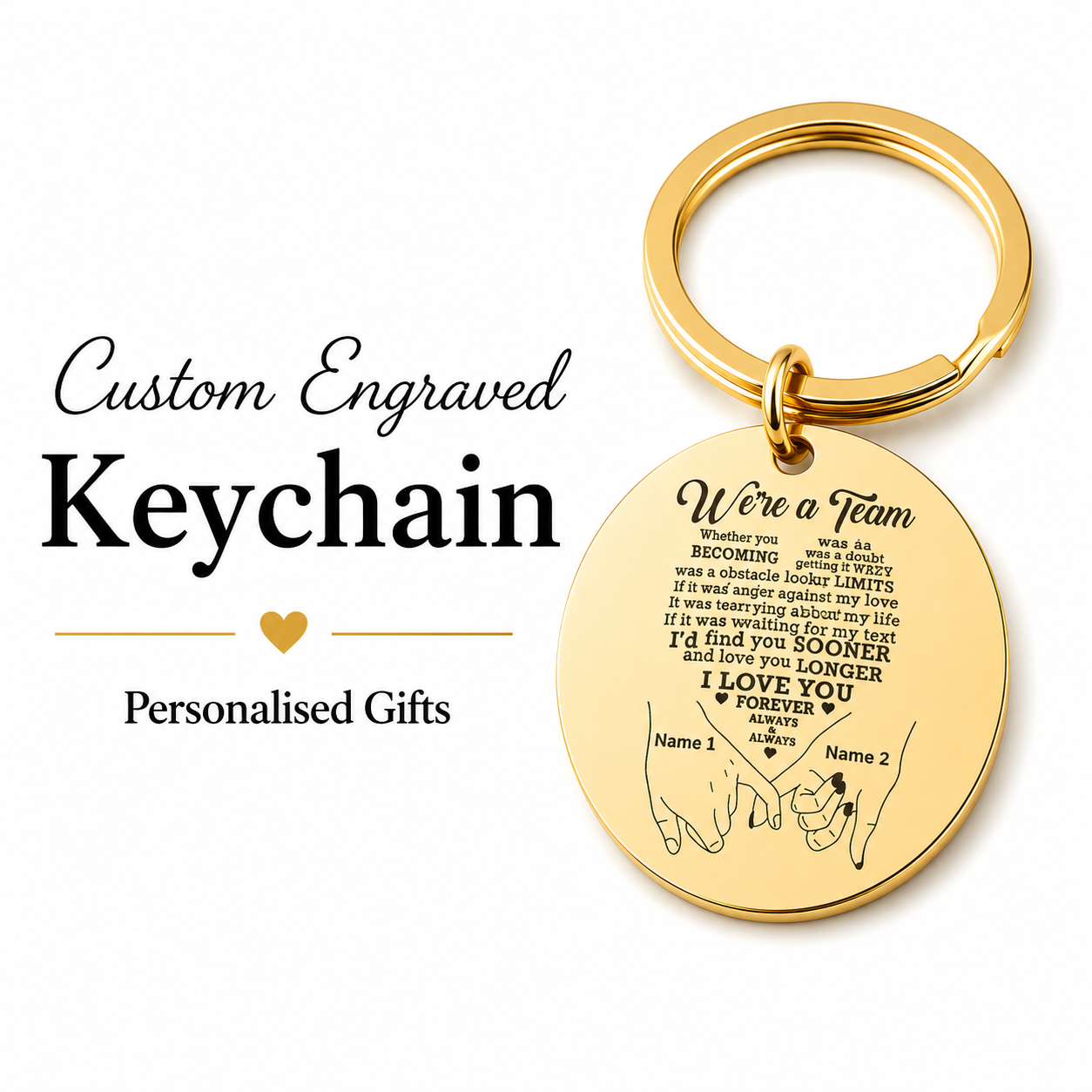 "We've a Team" Keychain, Custom Photo & Text Gift