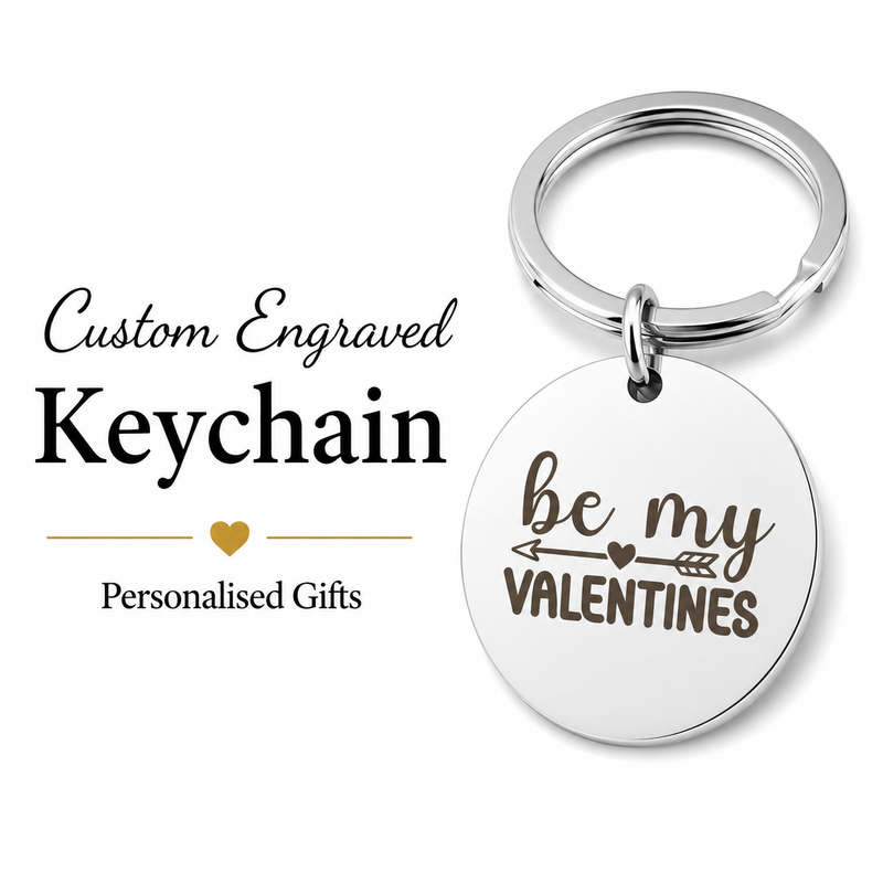 Valentine's Photo Keychain, Custom Sketch & Text Gift