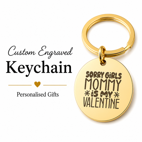 Stainless Steel "Sorry Girl Mummy is my Valentine" Photo Keychain