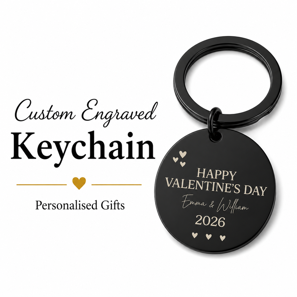 Engraved "Happy Valentine’s Day" Photo Sketch Keychain