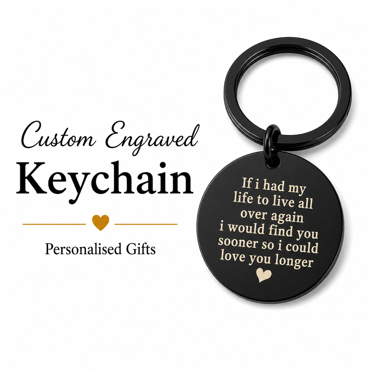 Personalised "Love You Longer" Photo Sketch Keyring