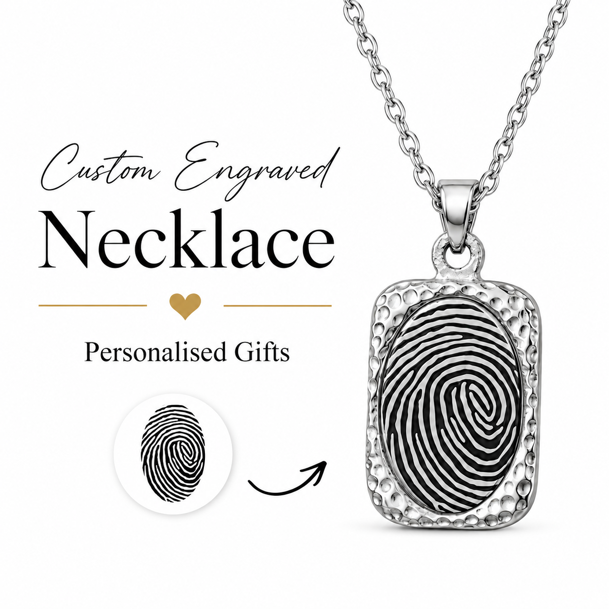 Personalised Engraved Fingerprint Necklace