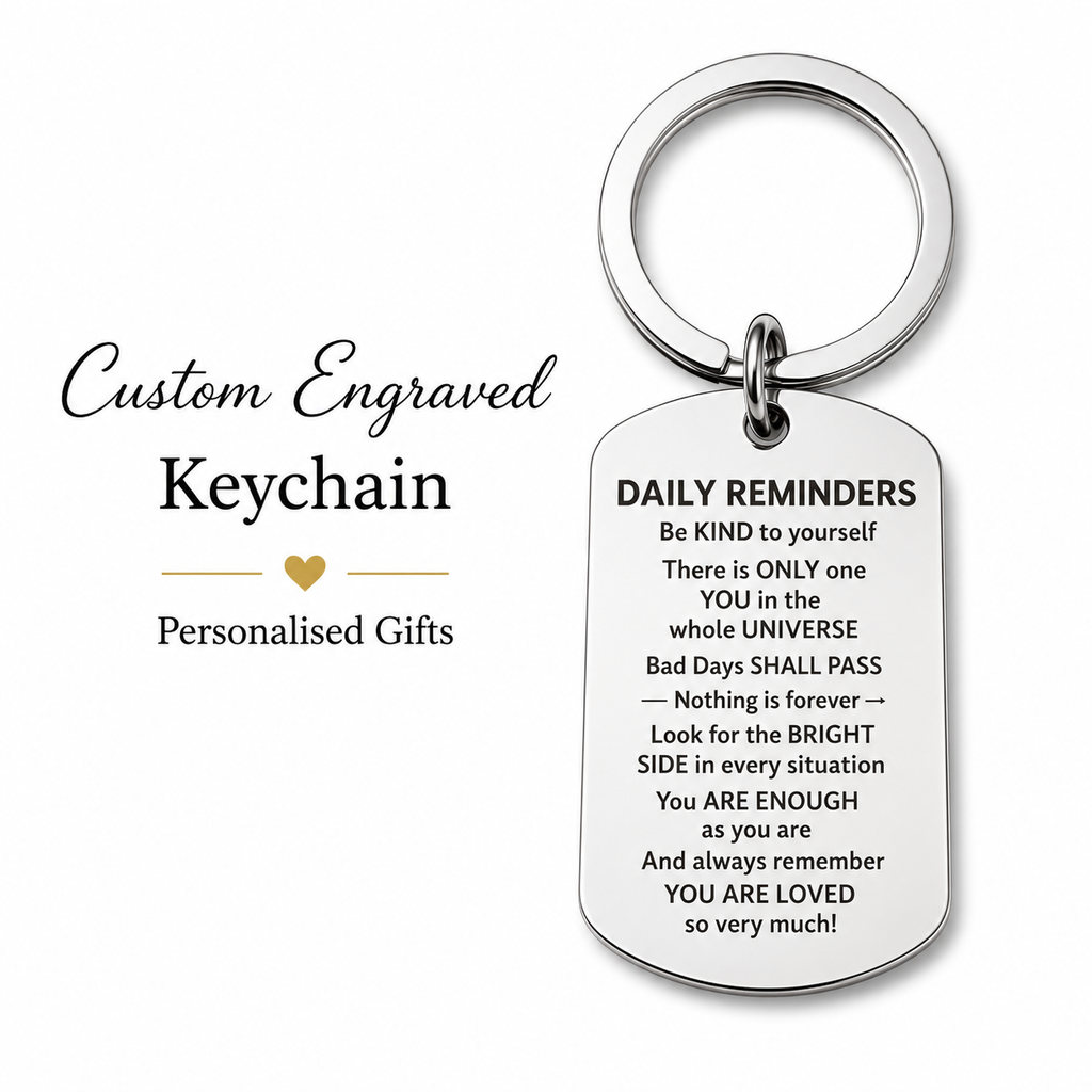 Stainless Steel "Daily Reminders" Motivational Keyring