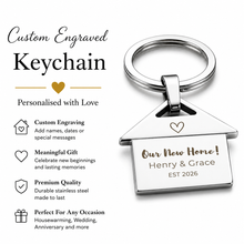 Personalised Stainless Steel New Home Keychain