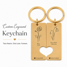 Personalised Mirror Finish Birth Flower Keychain