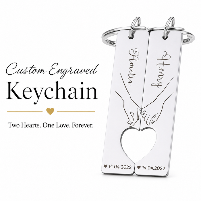 Personalised Interlocking Heart Puzzle Keychains