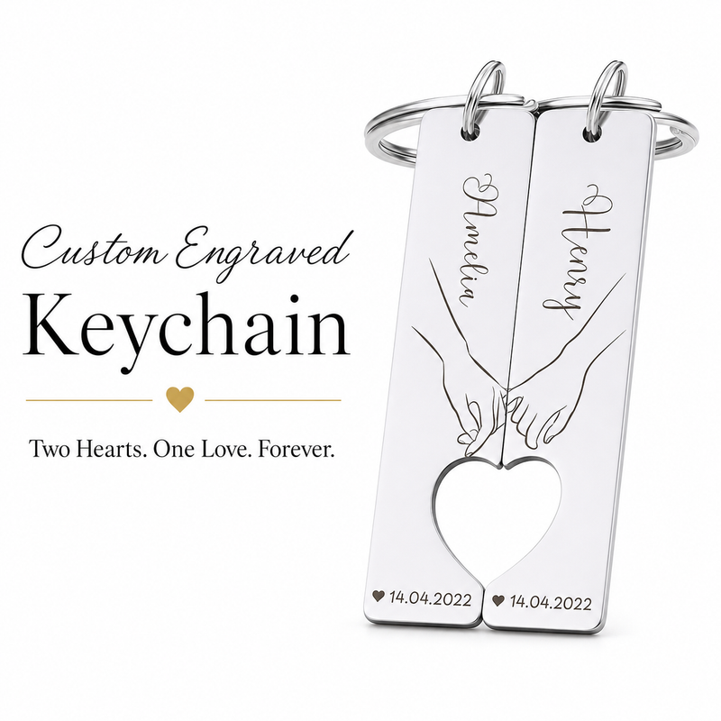 Personalised Interlocking Heart Puzzle Keychains