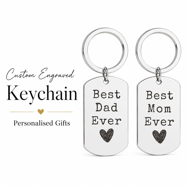 Personalised Best Mom & Dad Ever Keychain Set