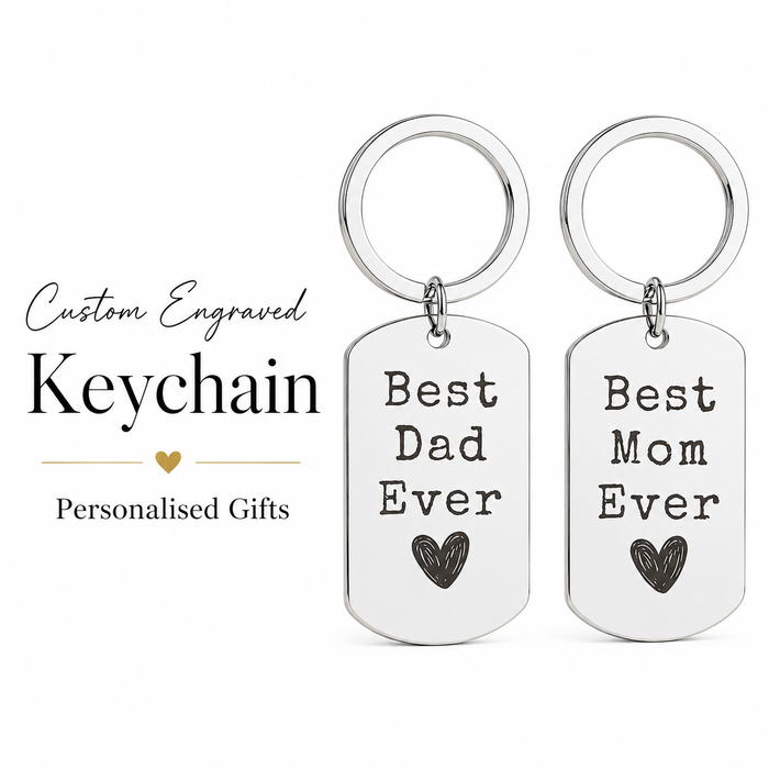 Personalised Best Mom & Dad Ever Keychain Set