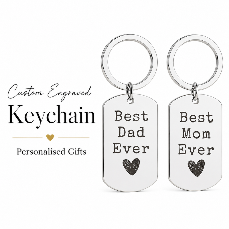 Personalised Best Mom & Dad Ever Keychain Set