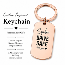 Personalised Stainless Steel Drive Safe Keychain