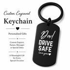 Personalised Stainless Steel Drive Safe Keychain