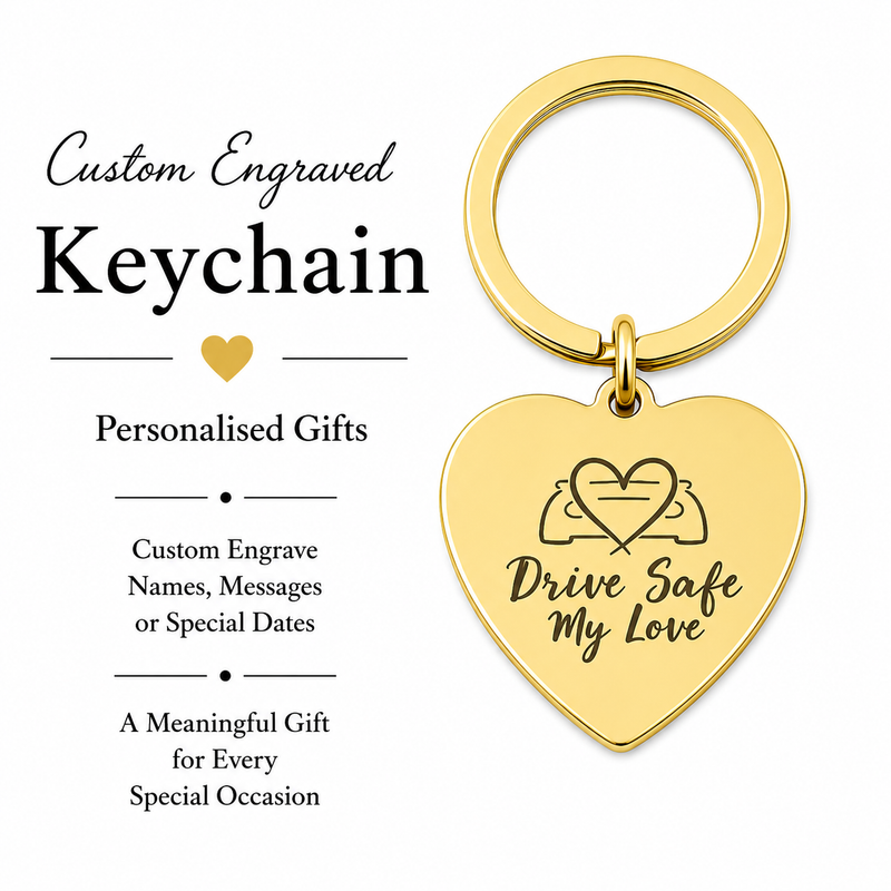 Custom Heart Stainless Steel Drive Safe Keychain