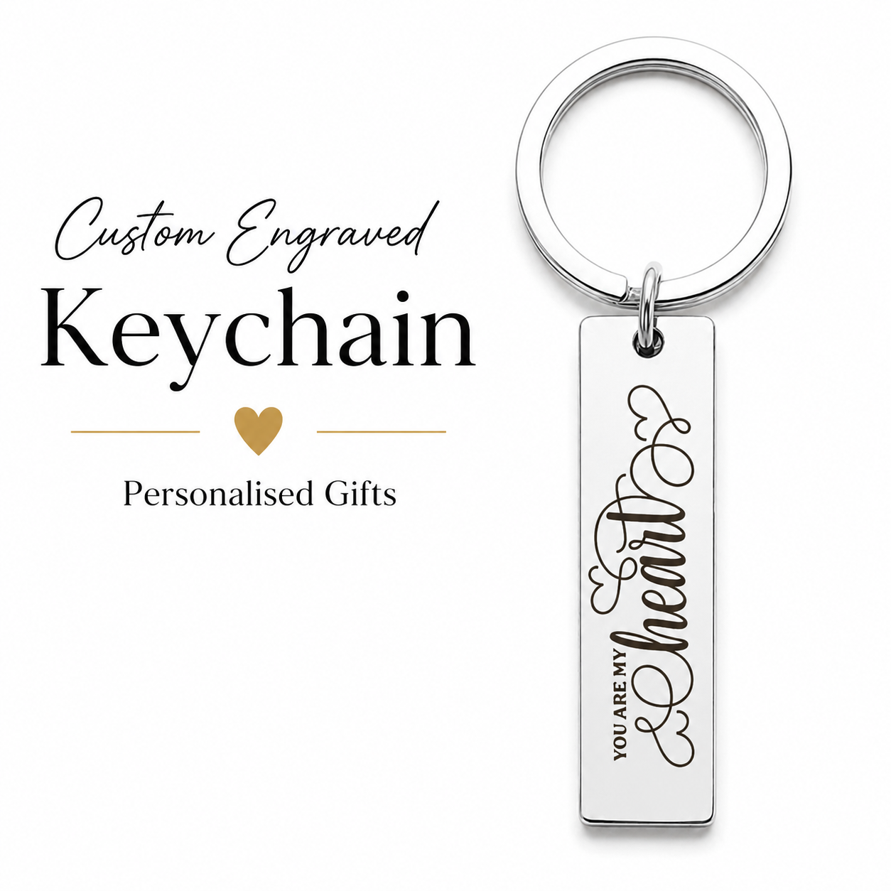 Custom Engraved Gold Stainless Steel Keychain