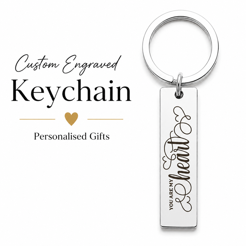 Custom Engraved Gold Stainless Steel Keychain