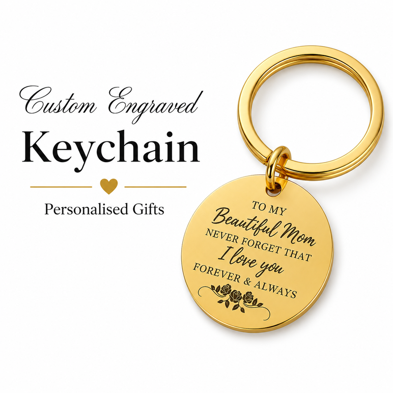 Personalized Engraved Mom Stainless Steel Keychain