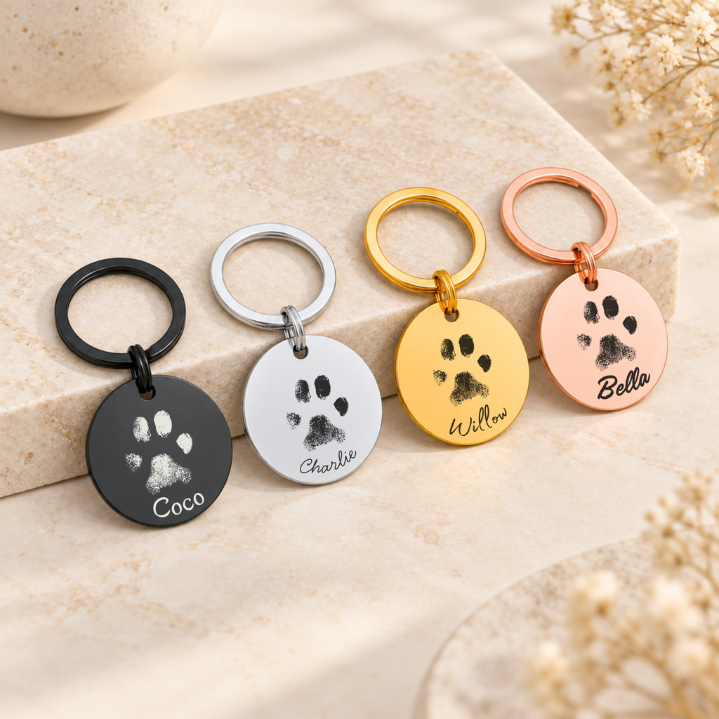 Personalised "Pet Paw & Name" Engraved Keychain