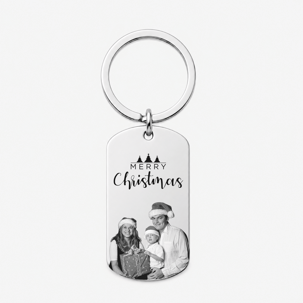 Personalised Christmas Photo Keyring – Engraved Picture Gift