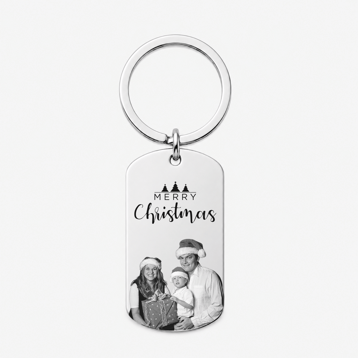 Personalised Christmas Photo Keyring – Engraved Picture Gift