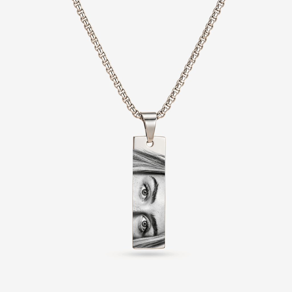 Eye Photo Bar Necklace for Men