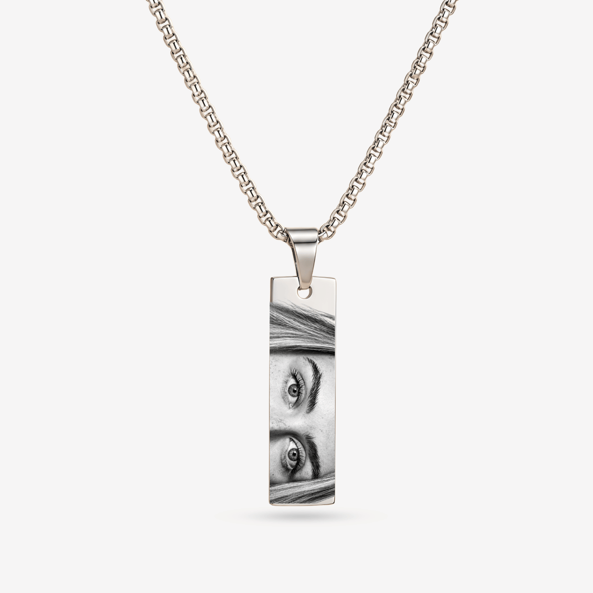 Eye Photo Bar Necklace for Men