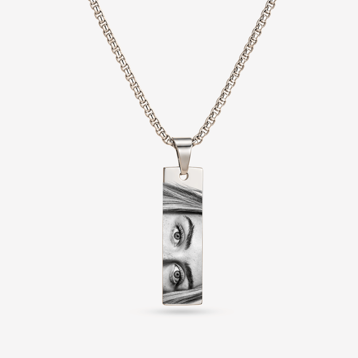 Eye Photo Bar Necklace for Men