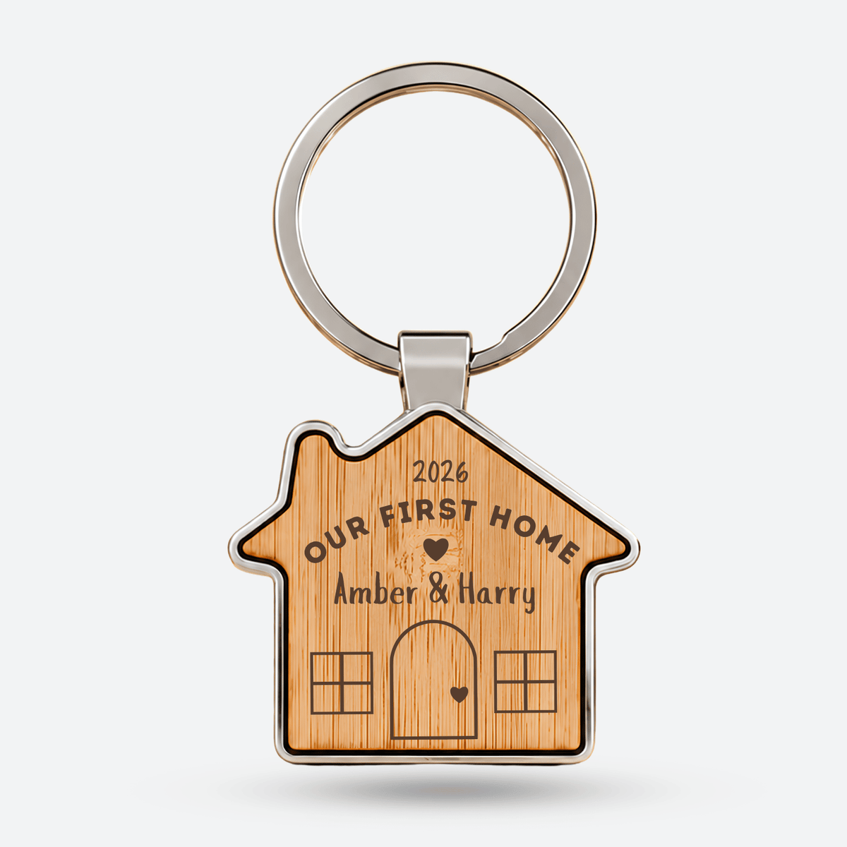 Our First Home Wooden Keyring Set for Couples