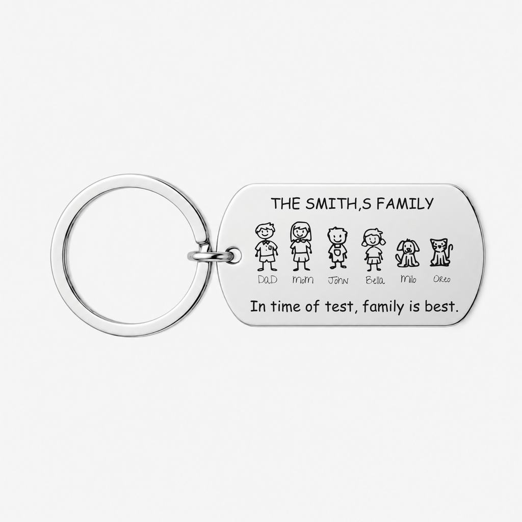 Family Stick Figure Keyring – Personalised Gift
