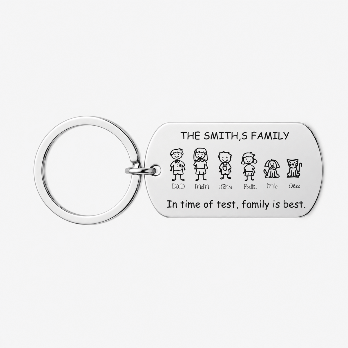 Family Stick Figure Keyring – Personalised Gift