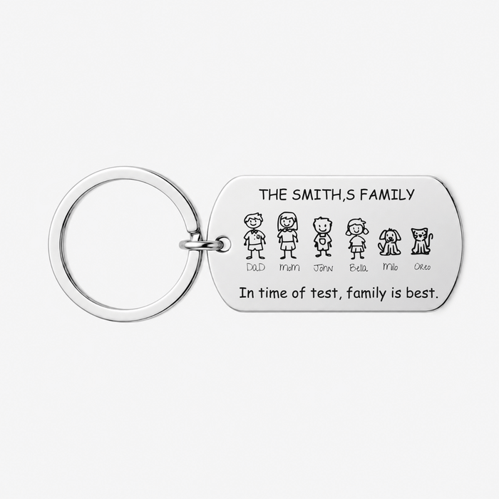 Family Stick Figure Keyring – Personalised Gift