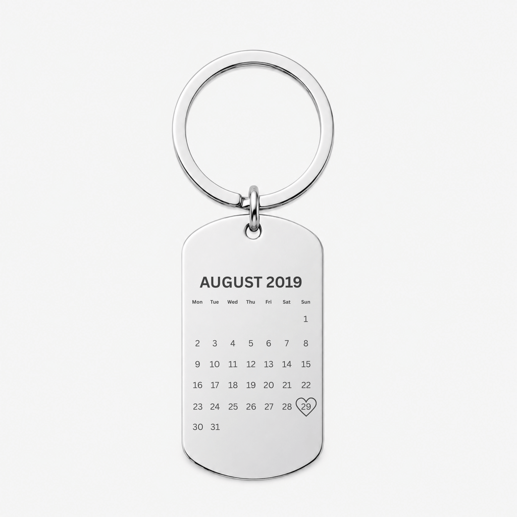 Photo Calendar Date Keyring – Personalised Couple Gift