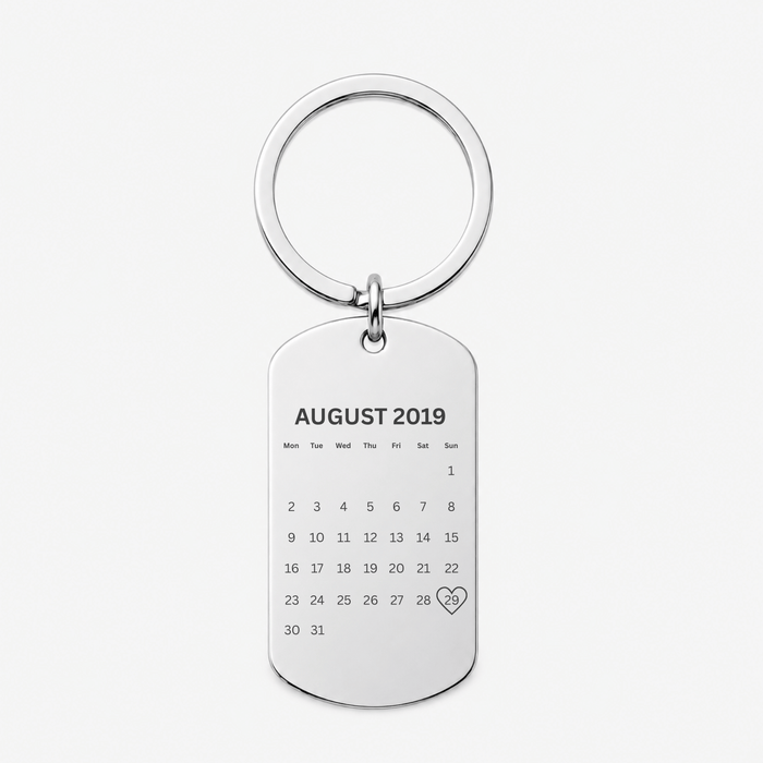 Photo Calendar Date Keyring – Personalised Couple Gift