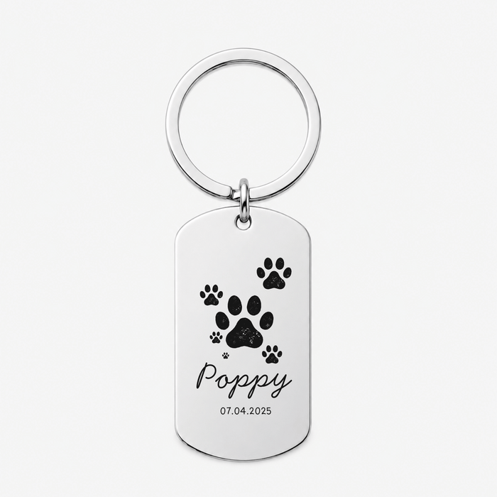 Personalised Pet Paw Print Keyring