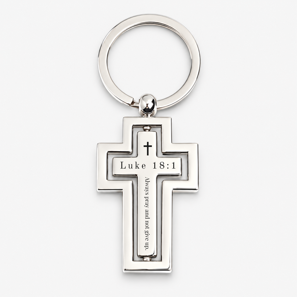 Personalised Stainless Steel Silver Cross Keychain