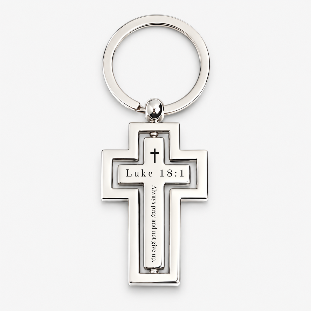 Personalised Stainless Steel Silver Cross Keychain