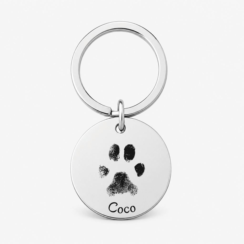 Personalised "Pet Paw & Name" Engraved Keychain