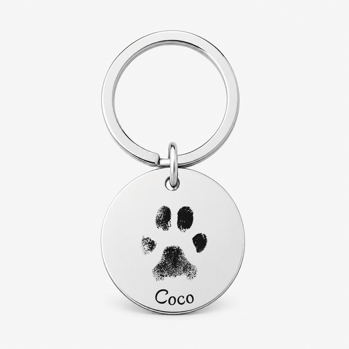 Personalised "Pet Paw & Name" Engraved Keychain