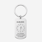 Personalised Time Clock Keyring – Custom Date Gift