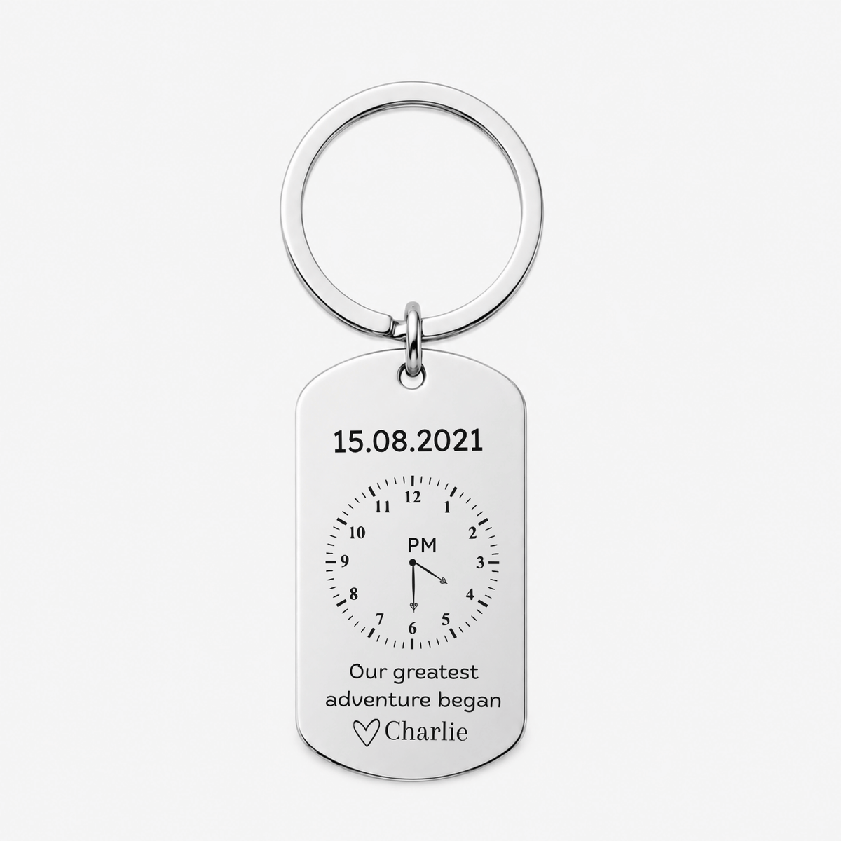 Personalised Time Clock Keyring – Custom Date Gift