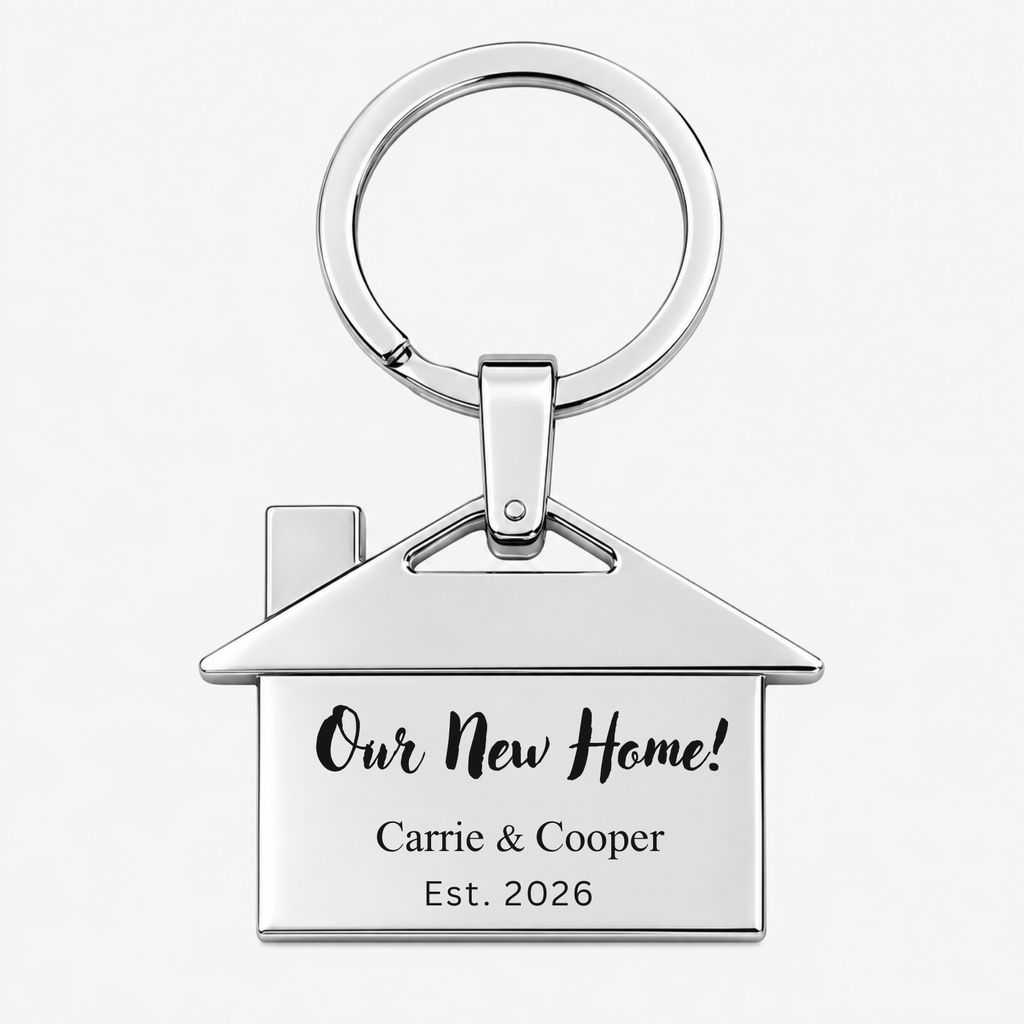 Personalised Stainless Steel New Home Keychain