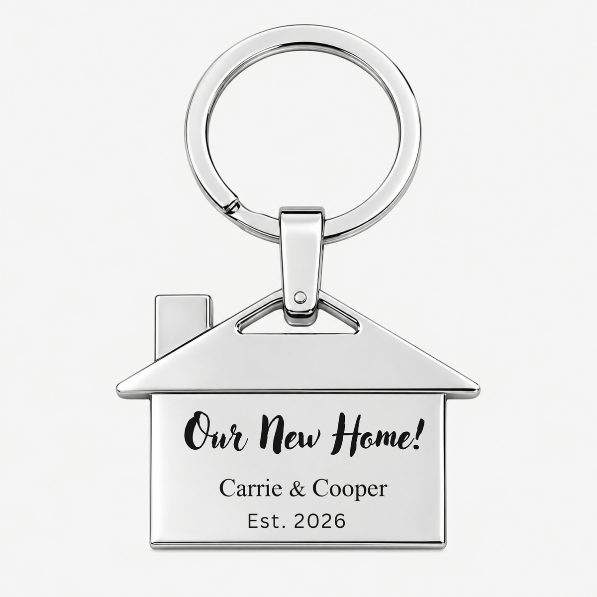 Personalised Stainless Steel New Home Keychain