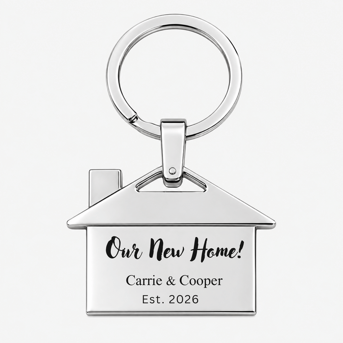 Personalised Stainless Steel New Home Keychain