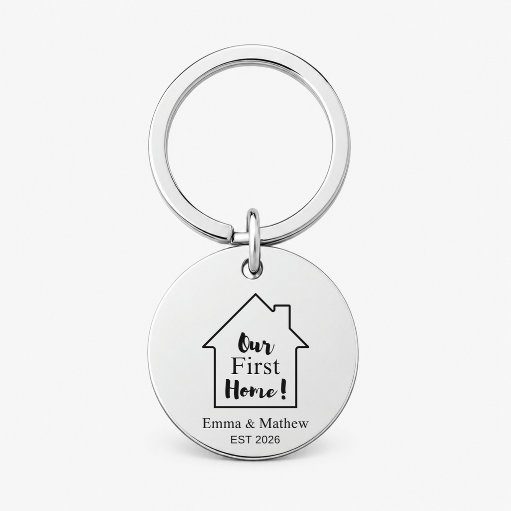 First Home Keychain, Stainless Steel Couple Gift