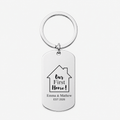 First Home Keychain, Custom Engraved Housewarming Gift