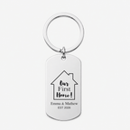 First Home Keychain, Custom Engraved Housewarming Gift