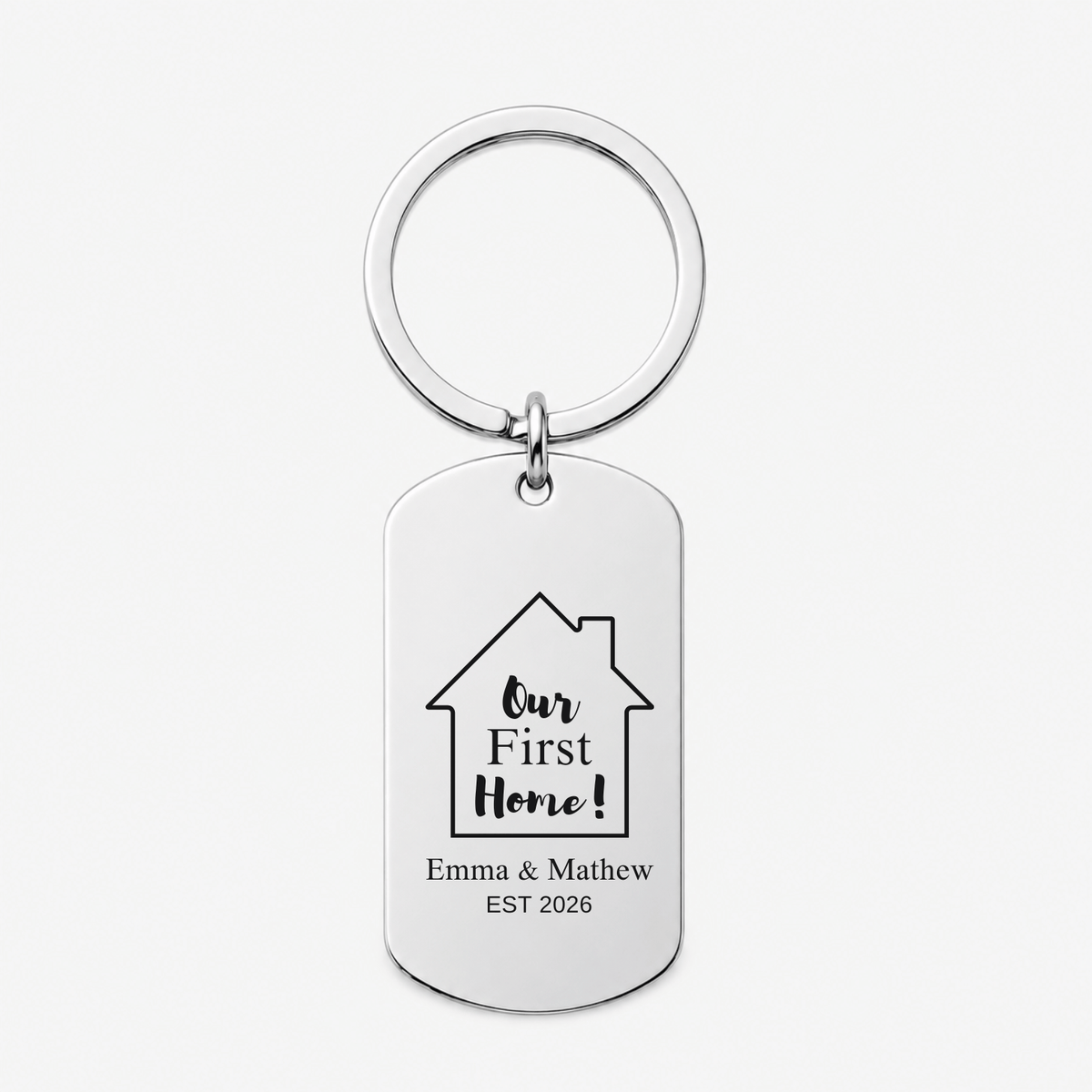 First Home Keychain, Custom Engraved Housewarming Gift